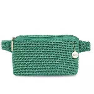 The Sak Women's Caraway Crochet Belt Bag, Clover Green, matching hat available!